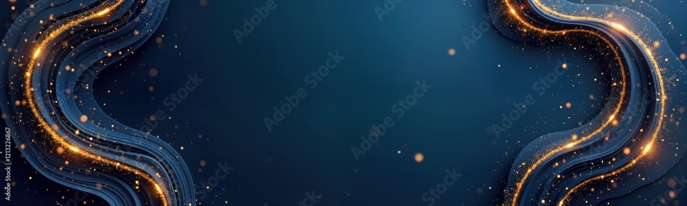 Aufkleber abstract illustration with dark blue background. golden decorative elements create elegant borders. 