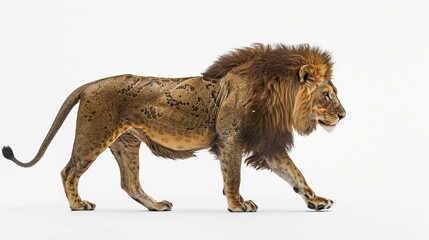Obraz premium Majestic African Lion in Profile: A Walking King