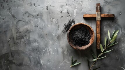 Ash Wednesday, religious ceremony background with copy space .