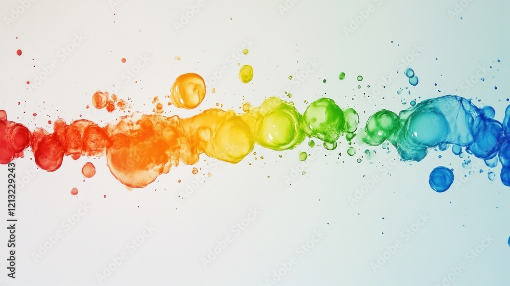 Poster colorful liquid drops in a gradient pattern on a white background for abstract concepts