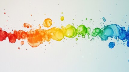 Colorful liquid drops in a gradient pattern on a white background for abstract concepts