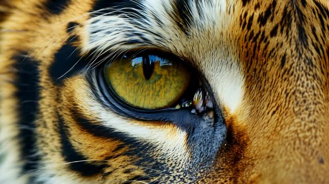 4k video of close up on tiger's eyes.