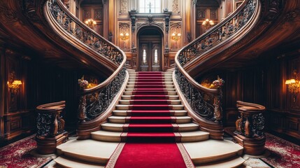 Obraz premium Grand Staircase in a Luxurious Mansion