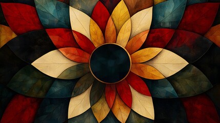 Obraz premium Vibrant Symmetrical Abstract Floral Pattern with Intricate Decorative Designs