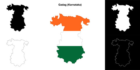 Gadag district (Karnataka) outline map set