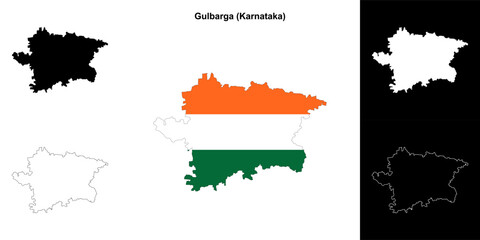 Fototapeta premium Gulbarga district (Karnataka) outline map set