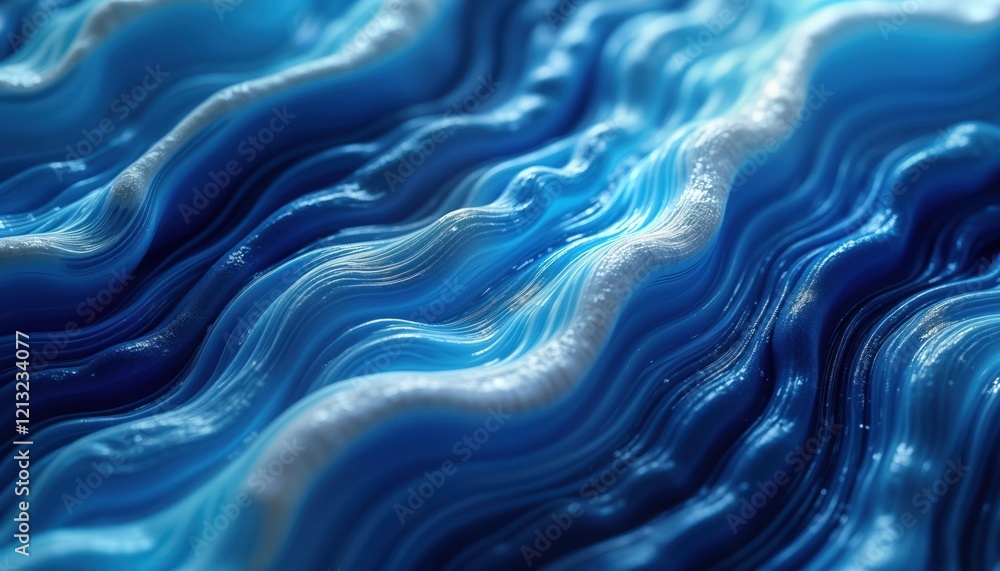 Poster abstract design with blue, white liquid swirls. fluid pattern resembling flowing water paint. dynami