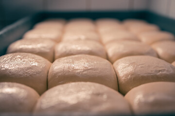 Lots of dough balls in a container