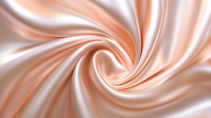 Luxurious peach silk fabric swirled elegantly. Smooth, soft, and shimmering texture.