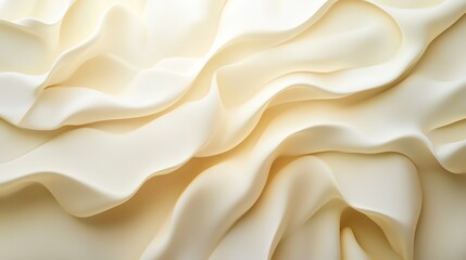 Fototapeta premium Luxurious ivory silk fabric, elegantly draped and flowing. Soft, smooth texture.