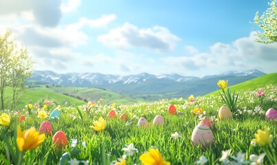 Obraz premium Easter morning,Easter image wallpaper,generation AI
