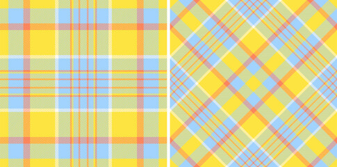 Vibrant yellow  blue plaid patterns.  Perfect for textile design, fashion, websites, or branding.  Two distinct styles offer versatile design options. Cheerful, modern aesthetic.