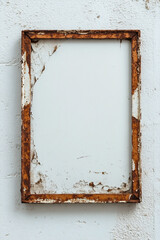 Minimalist Rusty Metal Frame Hanging in Bright Room. Generative AI.