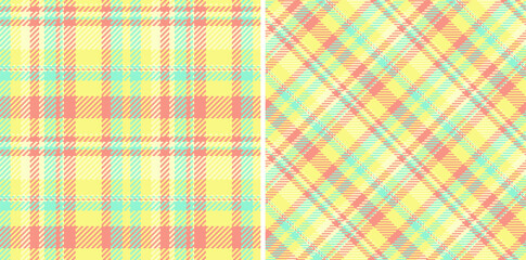 Vector textile background of texture seamless plaid with a check tartan pattern fabric. Set in light colors for fashion trends for every season and holiday.