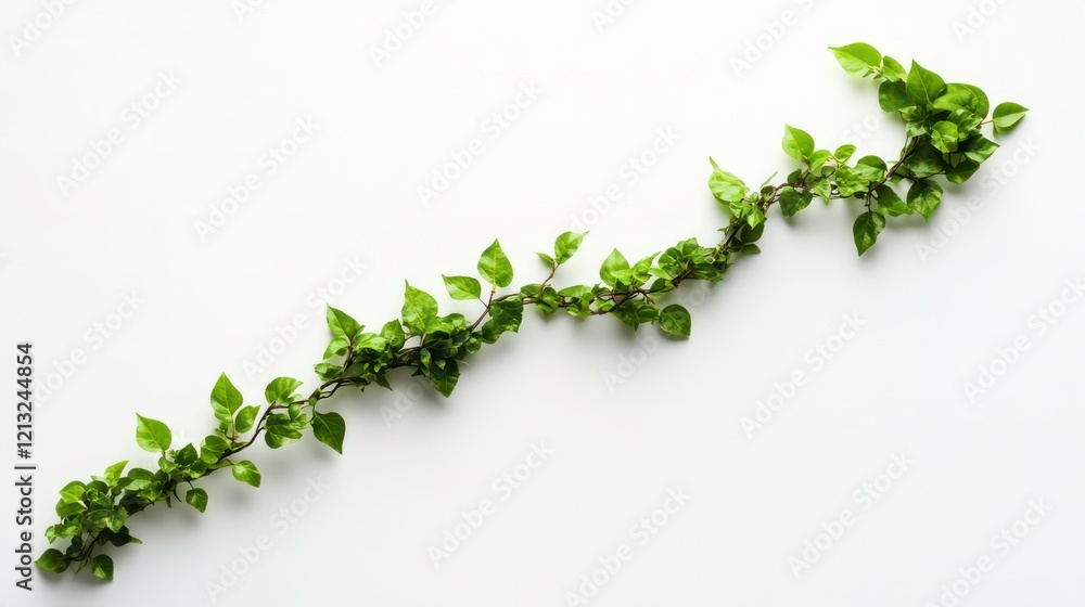 Aufkleber green vine with small leaves arranged in a diagonal line on a white background.
