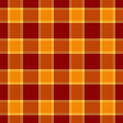Commerce fabric plaid texture, livingroom pattern textile seamless. 30s check tartan background vector in orange and amber colors.