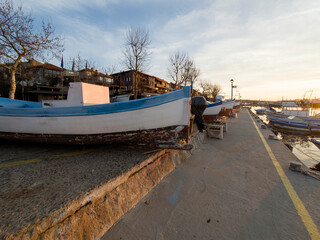 Sunset view of the port of Sozopol, Bulgaria