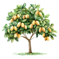 Monkey Pod Tree with Fruit – Elegant Watercolor Vector Illustration for Art & Design  
