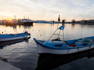 Fototapeta premium Sunset view of the port of Sozopol, Bulgaria