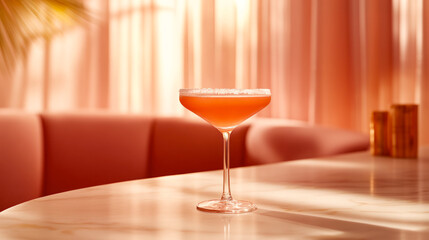 Cosmopolitan cocktail on marble countertop