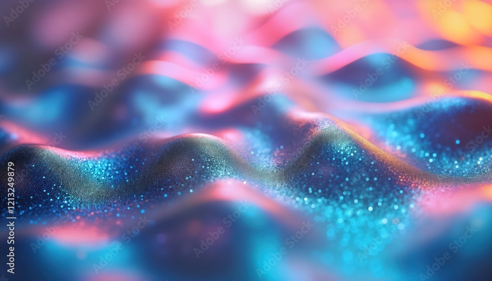 Aufkleber Abstract iridescent holographic background with pearlescent gradient. Generative AI design with foil effect texture. Colours blend smoothly from vibrant blue, pink to soft pastels, light tones.