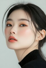 Fototapeta premium Young and beautiful model present skin care and beauty cosmetic product