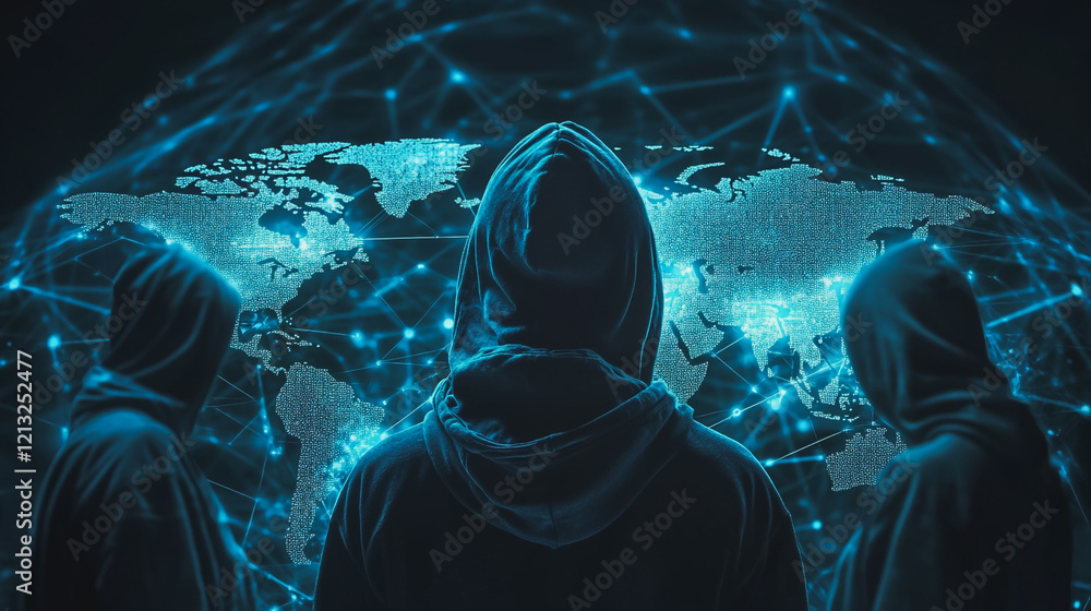 Wall mural hacker are planning to hack and attack networks and cyber security systems.team people innovation co