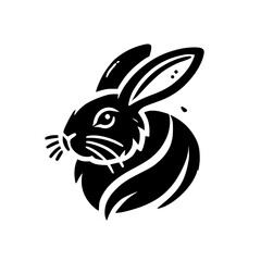 Elegant Black Rabbit Silhouette: Stylish Animal Art Design
