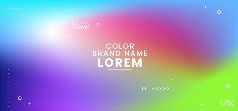 Color brand name lorem. The background is a colorful gradient. The text is white and bold
