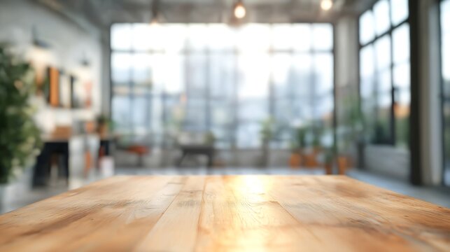 Bright and spacious office space in an unfocused view. Modern blurred background photo for banner, poster or magazine and website background