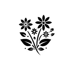 Elegant Black and White Floral Design: Simple, Minimalist Flower Illustration, Perfect for Decor, Prints, and Patterns