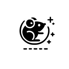 Adorable Mouse Illustration: Minimalist Black and White Icon Design
