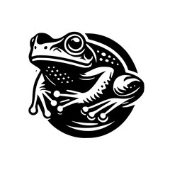 Elegant Black and White Frog Illustration: A Stylish Nature-Inspired Design