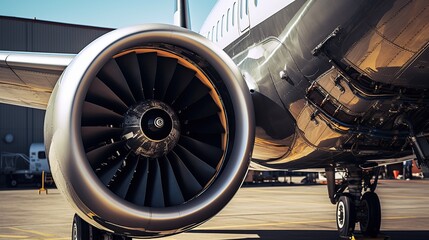 Close-up of a Jet Engine: Aviation Power and Technology