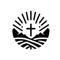 Majestic Cross Mountain Sunrise: A Christian Faith Symbol