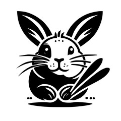 Adorable Black and White Rabbit Illustration: A Cute Bunny Graphic Design