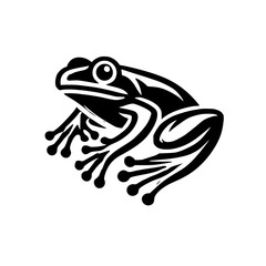Elegant Black and White Frog Illustration: Nature, Wildlife, Amphibian, Reptile, Art, Design, Vector Graphic, Symbol, Icon, Logo