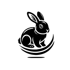 Elegant Black Rabbit Silhouette: A Stylish Vector Graphic Design