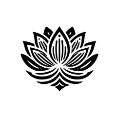 Geometric Lotus Flower: Black and White Floral Design, Abstract Nature Art, Minimalist Botanical Illustration, Sacred Symbol