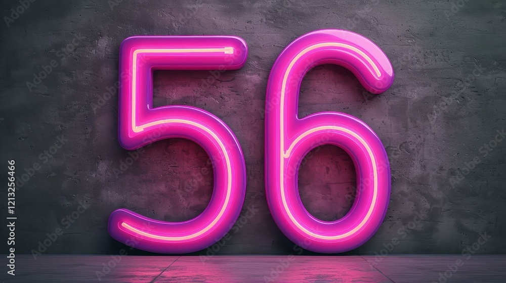 Poster vibrant neon 3d lines form the number , glowing brilliantly against a dark backdrop, creating a stri