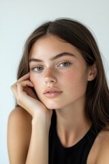 Young and beautiful model present skin care and beauty cosmetic product