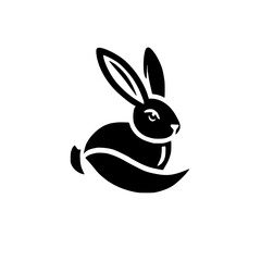 Elegant Black Rabbit Silhouette: Minimalist Animal Logo Design