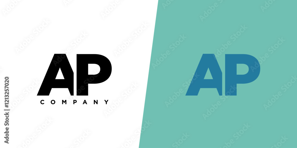 Poster letter a and p, ap logo design template. minimal monogram initial based logotype.