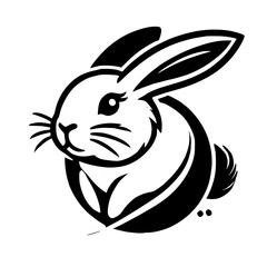 Elegant Line Art Rabbit Illustration: A Cute, Black and White Bunny Design