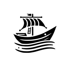 Black and White Minimalist Sailboat Illustration: A Nautical Vector Graphic Design