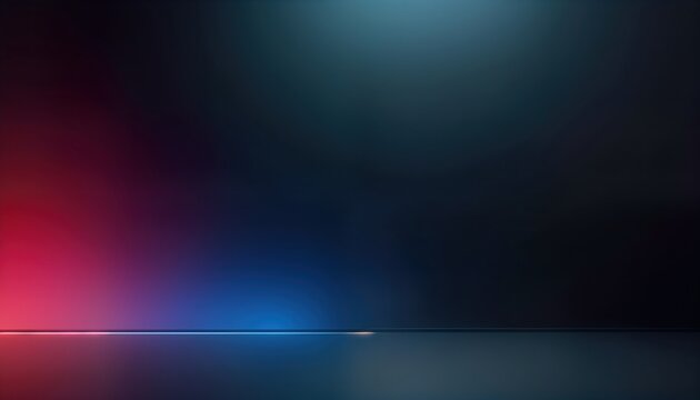 Empty modern studio room with gradient background. Dark black, blue gradient. Trendy abstract tech design. Modern luxury empty space ideal for products presentations. Stylish, creative studio