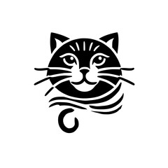 Adorable Black Cat Illustration:  A charming vector graphic of a happy cat, perfect for pet lovers, designs, and logos.  Simple, cute, and expressive feline art.