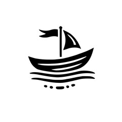 A minimalist black sailboat on the sea, symbolizing travel, adventure, and the nautical spirit. Perfect for travel blogs, nautical-themed designs, and minimalist art prints.