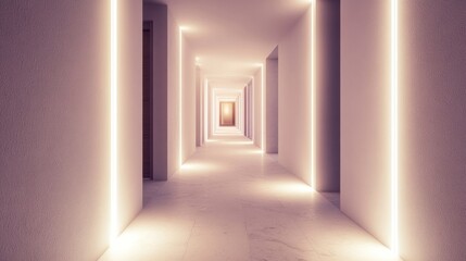 Illuminated Hotel Corridor: A Serene Architectural Design