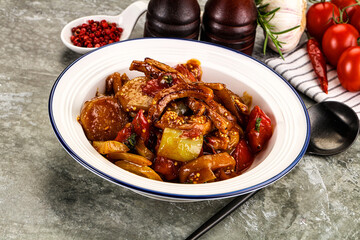 Asian cuisine pork in oyster sauce